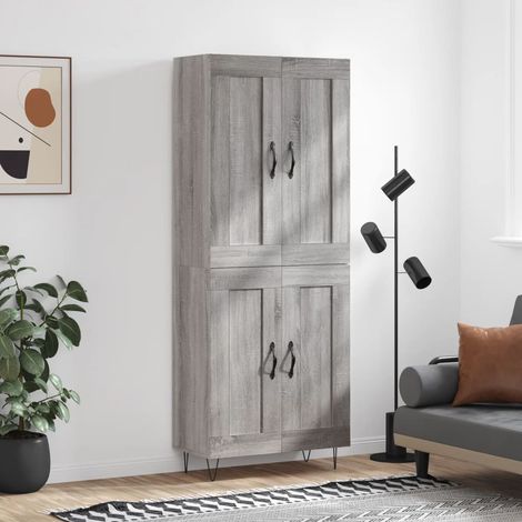 Highboard Grau Sonoma 69,5x34x180 cm Holzwerkstoff
