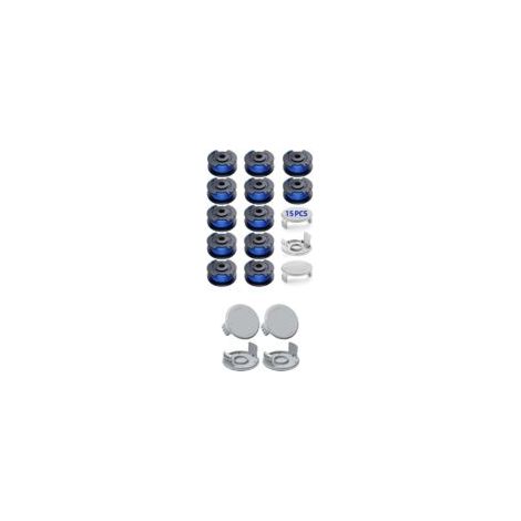 12 bobines AC14RL3A et 7 Capuchons pour Ryobi One+ 18V/24V/40V, Fil Ø1,65mm 3,4m, couvercles de Rechange pour Coupe-Bordure