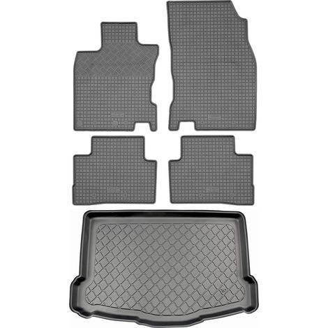 Ensemble de tapis de sol en caoutchouc pour Nissan Qashqai II J11 SUV (5 portes) à partir de février 2014 + tapis de coffre (1/5)