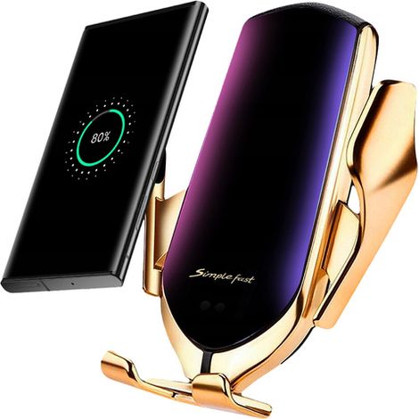 Support de voiture automatique Alogy R2, chargeur à induction Qi pour calandre, 10 W, couleur or (1/4)
