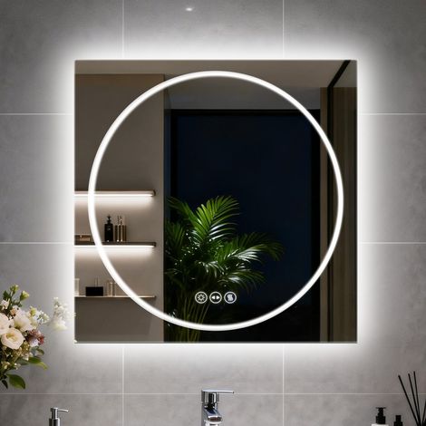 28" LED Bathroom Mirror Tempered Glass Vanity Mirror Anti-Fog 3 Colors Dimmable