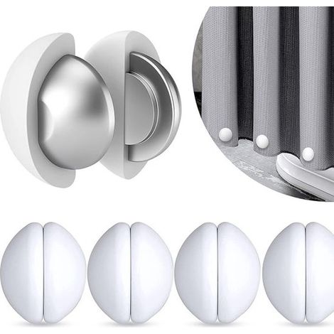 Lot de 4 poids pour rideau de douche, poids magnétiques en silicone résistants à l'eau, accessoires pour maintenir le rideau en place, blanc (1/5)
