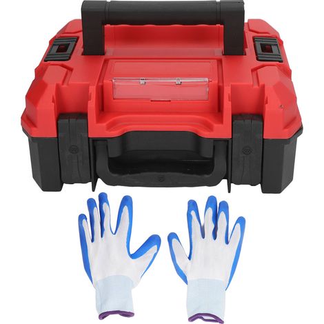 Coffre de rangement multifonction rouge pour outils et pièces détachées, boîte en plastique portable d'organisation de quincaillerie (1/5)