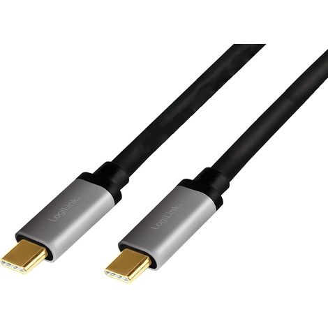 Cavo USB-C, 3.2 Gen2, LogiLink, PD 100W, 4K, alluminio, marchio E, dati video (1/5)