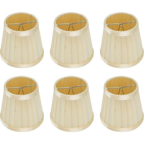 Pantalla pequeña, pantallas de tela, pantallas, cubierta de lámpara, minipantalla, juego de 6 pantallas pequeñas con clip para candelabro, candelabro, 8,5 x 12 x 11 cm