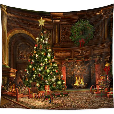 Tapestry De Noël - 150 X 150 Cm - Tissu Polyester Doux Et Léger - Pour Chambre Dortoir Salon - 1 Pièce (1/5)