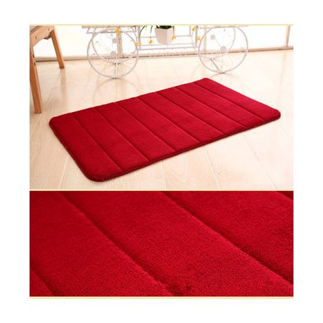 Tapis de bain en mousse à mémoire de forme épaisse, antidérapant et absorbant, moelleux pour salle de bain, chambre et sol de douche, décor douillet (1/4)