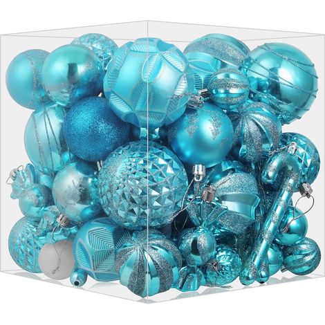 Set di 63 Palline di Natale Blu Mare Indistruttibili 4-11 cm (1/5)