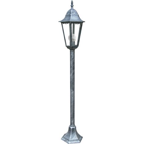 "Paletto da esterno FIRENZE nero e argento con diffusore in vetro 104 cm."