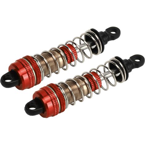 Lot de 2 amortisseurs hydrauliques 76 mm en alliage d'aluminium pour voitures RC SCY 16101, 16102, 16103 et 16201 (échelle 1/16), rouge. (1/5)