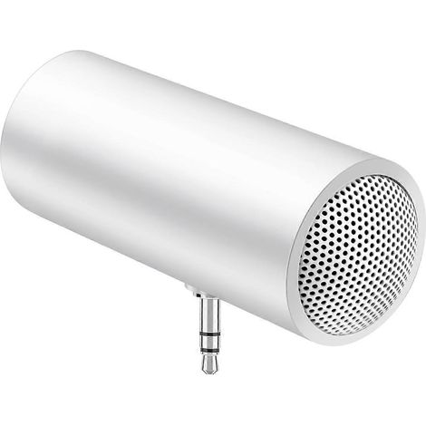 Mini-enceinte stéréo portable avec prise jack 3,5 mm, lecteur MP3, amplificateur et haut-parleur pour téléphone portable, tablette et PC - Blanc - FFY (1/4)