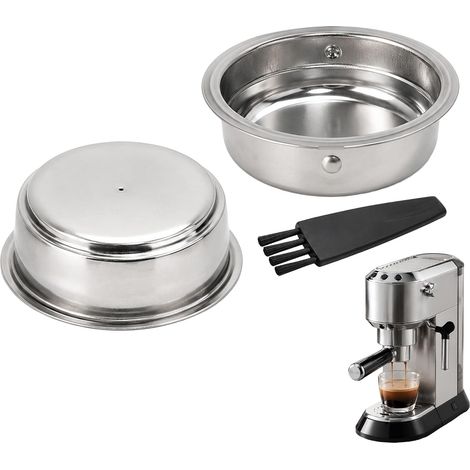 Espresso Baskets 51mm Compatible with De'Longhi Dedica, 3 Pack Pressurized Filter Double Cup 304 Stainless Steel with Cleaning Brush (1/5)