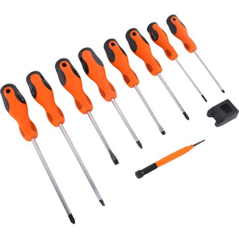 10-teiliges Schraubendreher-Set mit Stahlbits, Gummigriff, Kreuzschlitz und Magnetkopf für Reparatur und Wartung (1/5)