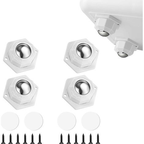 4 Pièces Roulettes Pour Meubles, Roulettes À Billes 360° Silencieuses,Charge Lourde Jusqu’à 300kg,Auto-adhésives et Vis Fixation,Roulettes à Billes pour Meubles,Idéal Pour Cuisine,Canapé Bureau,Blanc (1/5)
