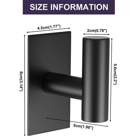 Ganchos adhesivos de alta resistencia, ideales para colgar abrigos y ropa ganchos para armarios ganchos de pared para cocina (negros, juego de 2). (1/5)