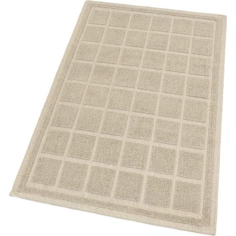 Tapis de Bain en Pur Coton Tapis de Chambre Elégant et Luxueux Antidérapant Texture 3D Beige - 50x80 cm (1/4)