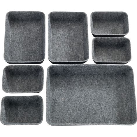 Organisateurs en feutre pour tiroirs – Lot de 7 pièces – Dimensions variées 20x5x28,5cm, 19x5x14cm, 13x5x9cm – 100% polyester recyclé (1/8)