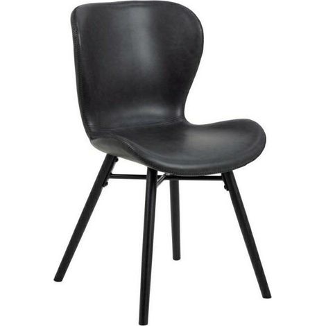 Fauteuil Batilda noir, revêtement en similicuir, chêne (1/5)