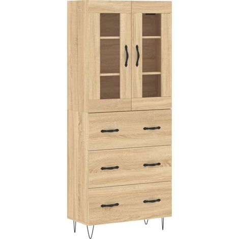 Buffet,Bahut,Meuble de Rangement haut Chêne sonoma 69,5x34x180 cm Bois d'ingénierie CFW43990 (1/5)
