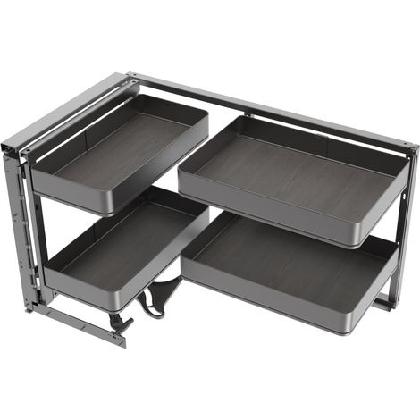 Emuca Sistema estraibile Harmony per mobili da cucina, Sinistra, Acciaio e Legno, Grigio antracite