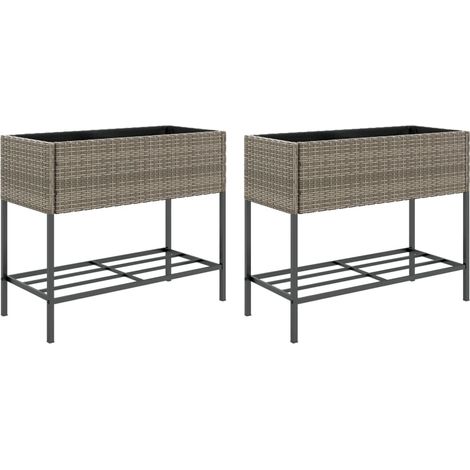 Maison Exclusive - Fioriere Giardino con Ripiani 2pz Grigie 90x40x75cm Polyrattan