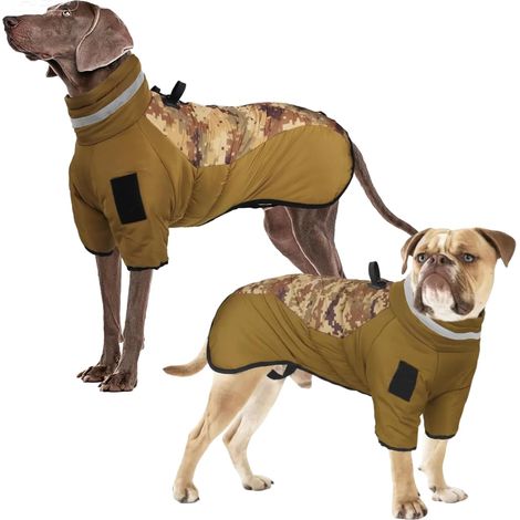 Cappotto/giacca per cani 4XL impermeabile in pile mimetico marrone (1/5)