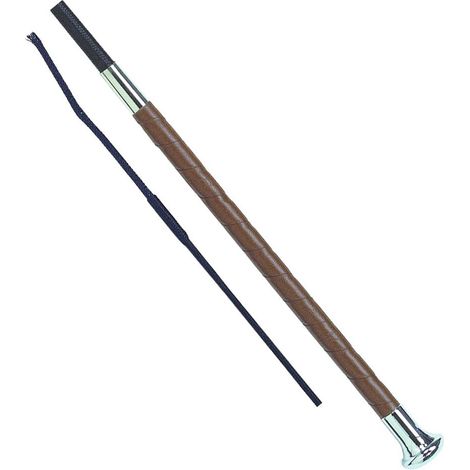 120 cm, marrone: Fleck Peitsche Ledergriff mit Metallknopf 120 cm