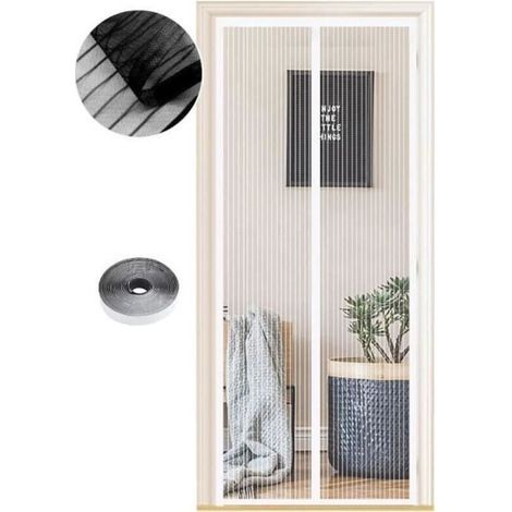 Magnetisches Moskitonetz für Türen, 80 x 200 cm, mit starken Magneten, automatischem Verschluss, weißen Streifen, in verschiedenen Größen erhältlich (1/4)