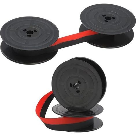 2 x Ruban machine à écrire universel, en nylon noir et rouge, compatible Olivetti, pour machines mécaniques et électromécaniques