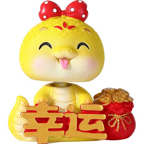 【1062 Trendige Wackelkopfschlange – Glücksbringer】Kleine goldene Wackelkopfschlange als Dekoration, Symbol des chinesischen Tierkreises, Heimdekoration, Schlangenmaskottchen, Glücksbringer, neuer Stil (1/2)