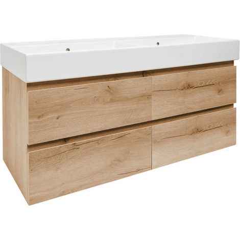 Ensemble meuble avec vasque - SAT - B-Way - 119x50x45 cm - Chêne