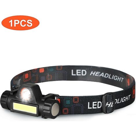 Lampe frontale LED COB rechargeable USB, lampe torche étanche (1/5)