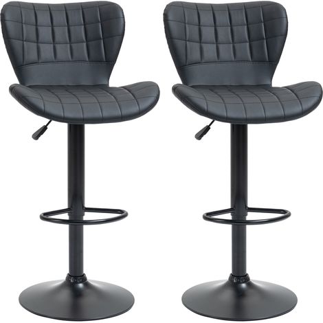 2er-Set Retro-Barhocker schwarz aus Kunstleder, höhenverstellbar, 360° drehbar (1/4)