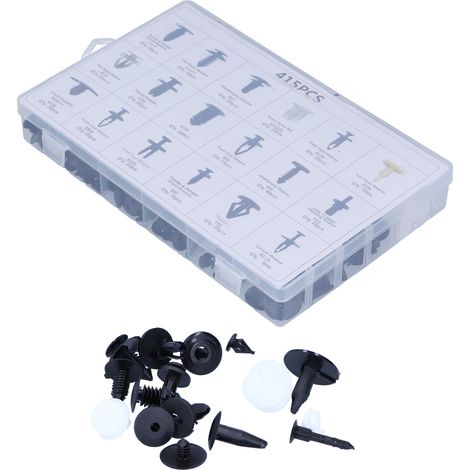Kit 415 attaches plastique automobile 18 types agrafes pare-chocs rivets carrosserie boîte rangement (1/5)