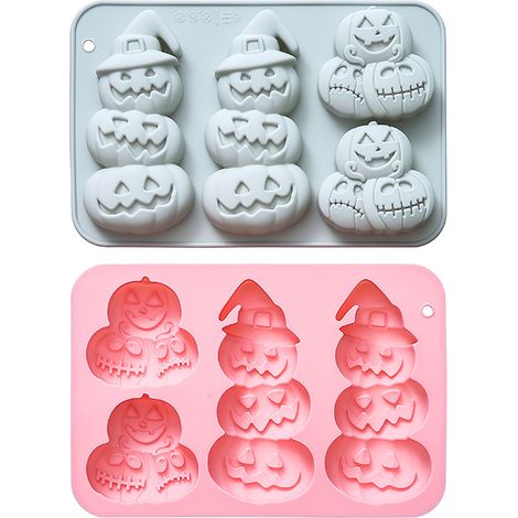 Lot de 2 moules à gâteau en silicone en forme de citrouille – Moule de cuisson antiadhésif pour Halloween ou gelée (1/5)