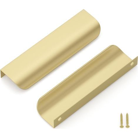 Set of 10 Gold Kitchen Cabinet Handles, Gold Handles, 128mm Hole Spacing, Concealed Handles, Cupboard Handles, Gold Furniture Handles, Cabinet Handles