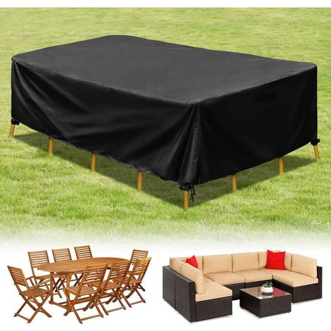 Housse de protection gris foncé - Bâche rectangulaire en polyester enduit PA pour tables de jardin,54×76×69cm (1/5)