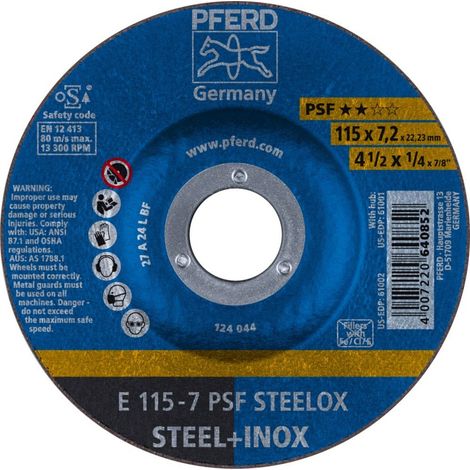 PFERD TOOLS Schruppscheibe E 115x7,2x22,23 mm Universallinie PSF STEELOX für Stahl/Edelstahl 10 Stk (1/5)
