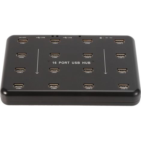 Extendeur USB 2.0 de qualité industrielle à 16 ports, adaptateur secteur ultra-rapide +5V 3A (100-240V), prise standard britannique. (1/5)