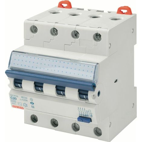 Gewiss INTERRUPTOR DIFERENCIAL AUTOMÁTICO KOMPACT - MDC 60 - 4P CURVA B 16A TIPO A Idn=0,03A - 4 MÓDULOS, GW95167