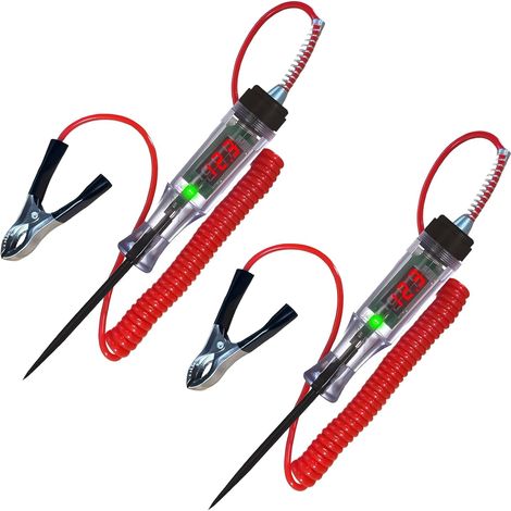 2Pcs Tournevis Testeur de Circuit Automobile 5-120 V, Testeur de Tension Automobile avec Écran LCD, Câble à Ressort et Pinces Crocodiles, Test de Polarité, Voyant Lumineux et Fusibles Voiture Testeur (1/5)