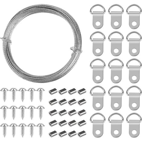 10M Photo Hanging Wire Rope 1mm Stainless Steel Wire Rope with D Ring and Screws for Photo Hanging (1/5)