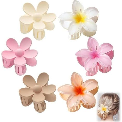 Fermagli per capelli con motivo frangipani, fermagli per capelli con fantasia floreale, fermagli antiscivolo per capelli spessi e sottili, regalo per ragazze (1/4)