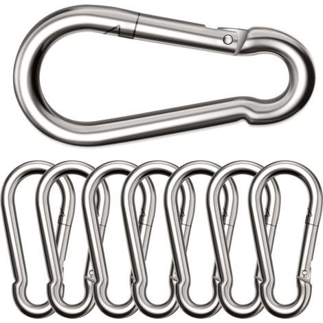 Lot de 8 Grands mousquetons,Φ880 mm,Mousqueton Charge maximale de 300 kg, ne rouillent Pas, Galvanisés,Résistants. pour Sac à Dos, Laisse pour Chien,hamacs, Camping, pêche, auvents etc (1/5)