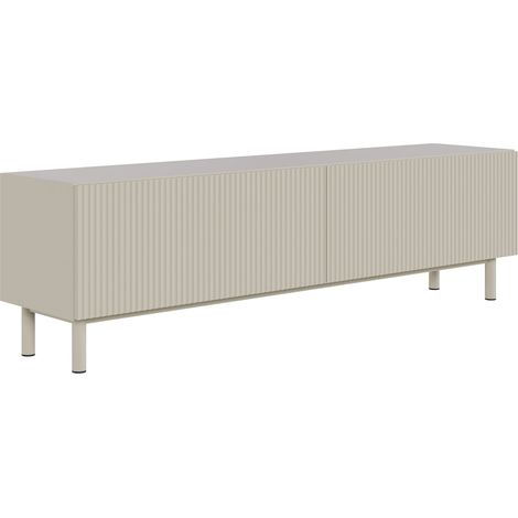 Selsey Veldio New – TV-Lowboard mit Rillenfront, Greige, 140 cm