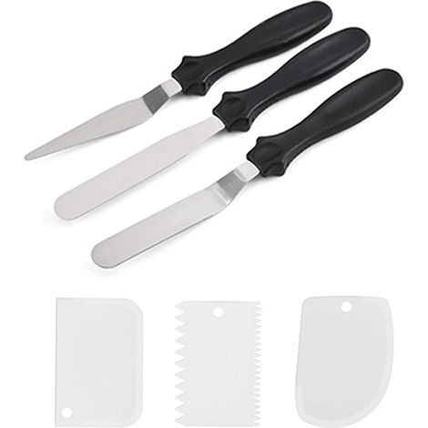 Ensemble de Spatules à GlaçAge Spatules en Acier Inoxydable à GâTeaux en Plastique pour La Propagation de La CrèMe, La DéCoration de GâTeaux, Le GlaçAge des PâTisseries (Noir) (1/4)