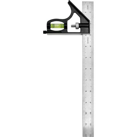 Escuadra combinada de 12 pulgadas, marcado de 45 a 90 grados, herramientas de medición para carpintería, juego de escuadras combinadas, regla de metal, escuadra en T, escuadra de metal (1/5)