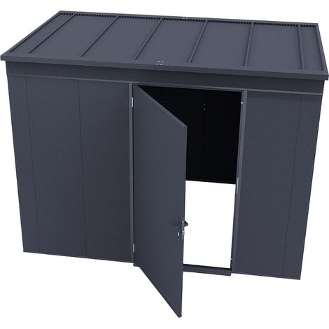 WEKA Gary Metallgerätehaus anthrazit 5,1 m² Gerätehaus aus Metall in Anthrazitgrau, Geräteschrank mit 0,7 mm Wandstärke Gartenhaus