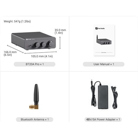 Leistungs Verstärker, Bluetooth-Konnektivität, Kompaktes Design, Grau mit 48V, 220 V-b (1/2)