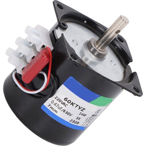 Motoréducteur 220 V à micro-réduction de vitesse, aimant permanent, synchrone, axes centraux 7 mm avec trou, 5 tr/min (1/5)